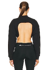 adidas by Stella McCartney True Casuals Cropped Sportswear Sweatshirt in Black, view 4, click to view large image.