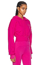 adidas by Stella McCartney Sportswear Cropped Hoodie in Real Magenta, view 2, click to view large image.