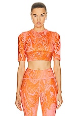 adidas by Stella McCartney True Nature Crop Top in Light Flash Red & Unity Orange, view 1, click to view large image.