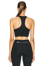 adidas by Stella McCartney True Purpose Training Crop Top in Black, view 3, click to view large image.