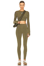 adidas by Stella McCartney True Strength Yoga Crop Top in Focus Olive, view 4, click to view large image.