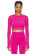adidas by Stella McCartney True Strength Yoga Crop Top in Real Magenta, view 2, click to view large image.