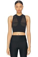 adidas by Stella McCartney Truestrength Knit Yoga Tank Top in Black, view 2, click to view large image.