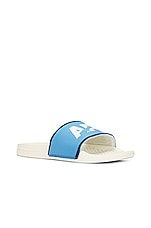 APL: Athletic Propulsion Labs Big Logo Techloom Slide in Ivory, Coastal Blue & Midnight, view 2, click to view large image.