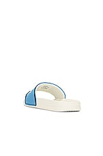 APL: Athletic Propulsion Labs Big Logo Techloom Slide in Ivory, Coastal Blue & Midnight, view 3, click to view large image.
