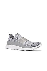 APL: Athletic Propulsion Labs Techloom Bliss Sneaker in Heather Grey & White, view 2, click to view large image.