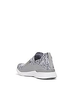 APL: Athletic Propulsion Labs Techloom Bliss Sneaker in Heather Grey & White, view 3, click to view large image.