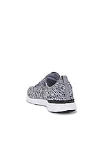 APL: Athletic Propulsion Labs Techloom Wave Sneaker in Heather Grey, Black & White, view 3, click to view large image.