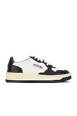 Autry Medalist Low Sneaker in White & Black, view 1, click to view large image.
