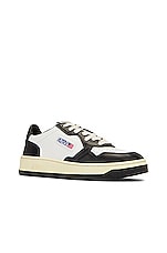 Autry Medalist Low Sneaker in White & Black, view 2, click to view large image.