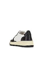 Autry Medalist Low Sneaker in White & Black, view 3, click to view large image.