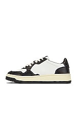 Autry Medalist Low Sneaker in White & Black, view 5, click to view large image.