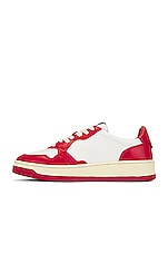 Autry Medalist Low Sneaker in White & Red, view 5, click to view large image.