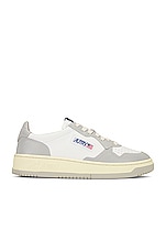 Autry Medalist Low Sneaker in White & Vapor, view 1, click to view large image.