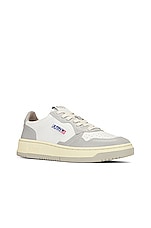 Autry Medalist Low Sneaker in White & Vapor, view 2, click to view large image.