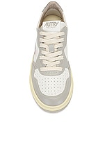 Autry Medalist Low Sneaker in White & Vapor, view 4, click to view large image.