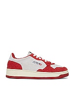 Autry Medalist Low Sneaker in Red, view 1, click to view large image.