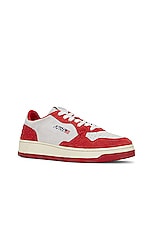 Autry Medalist Low Sneaker in Red, view 2, click to view large image.
