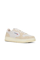 Autry Medalist Low Sneaker in Ecru, view 2, click to view large image.