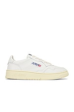 Autry Medalist Low Sneaker in White & White, view 1, click to view large image.