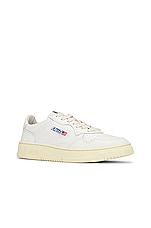 Autry Medalist Low Sneaker in White & White, view 2, click to view large image.