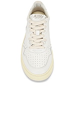 Autry Medalist Low Sneaker in White & White, view 4, click to view large image.