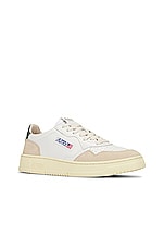Autry Medalist Low Sneaker in White & Amazon, view 2, click to view large image.