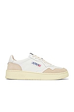 Autry Medalist Low Leather Suede Sneaker in White, view 1, click to view large image.