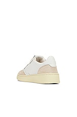 Autry Medalist Low Leather Suede Sneaker in White, view 3, click to view large image.