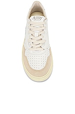 Autry Medalist Low Leather Suede Sneaker in White, view 4, click to view large image.