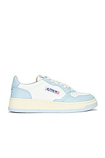 Autry Bicolor Medalist Sneaker in White & Blue, view 1, click to view large image.