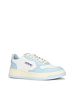 Autry Bicolor Medalist Sneaker in White & Blue, view 2, click to view large image.