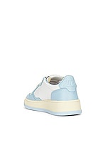 Autry Bicolor Medalist Sneaker in White & Blue, view 3, click to view large image.