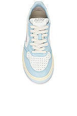 Autry Bicolor Medalist Sneaker in White & Blue, view 4, click to view large image.