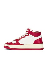 Autry Bicolor Medalist Mid Sneaker in White & Red, view 5, click to view large image.