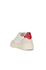 Autry Medalist Low Sneaker in Leather & Suede Red, view 3, click to view large image.