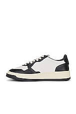 Autry Medalist Low Sneaker in Leather, Leather White, & Leather Black, view 5, click to view large image.