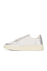 Autry Medalist Low Sneaker in Leather & Leather Silver, view 5, click to view large image.