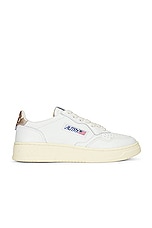 Autry Medalist Sneaker in White & Gold, view 1, click to view large image.