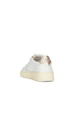 Autry Medalist Sneaker in White & Gold, view 3, click to view large image.