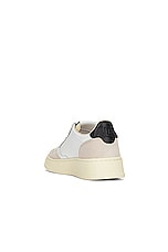 Autry Suede Medalist Sneaker in White & Black, view 3, click to view large image.