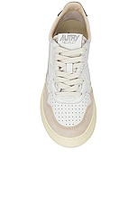 Autry Suede Medalist Sneaker in White & Black, view 4, click to view large image.