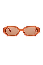 THE ATTICO Irene Geometric Sunglasses in Orange, view 1, click to view large image.