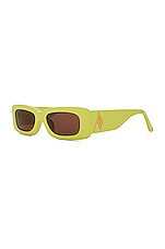 THE ATTICO Mini Marfa Rectangular Sunglasses in Yellow, view 2, click to view large image.