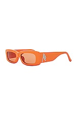 THE ATTICO Mini Marfa Rectangular Sunglasses in Orange, view 2, click to view large image.