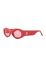 THE ATTICO Berta Oval Sunglasses in Coral, view 2, click to view large image.