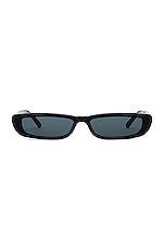 THE ATTICO Thea Narrow Sunglasses in Black, Silver, & Grey, view 1, click to view large image.