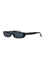 THE ATTICO Thea Narrow Sunglasses in Black, Silver, & Grey, view 2, click to view large image.