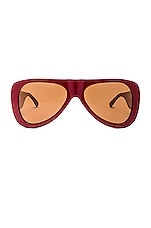 THE ATTICO Edie Sunglasses in Bordeaux, view 1, click to view large image.