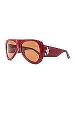 THE ATTICO Edie Sunglasses in Bordeaux, view 2, click to view large image.